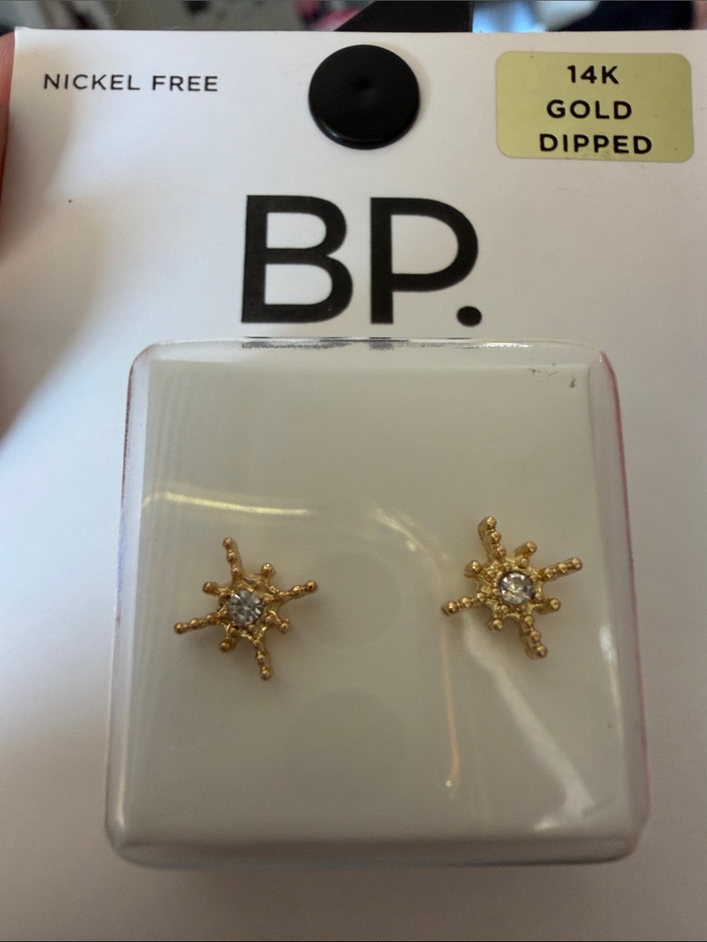 bp Gold Starburst Crystal Stud Earrings